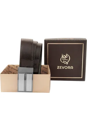 ZEVORA Men Textured Leather Reversible Belt