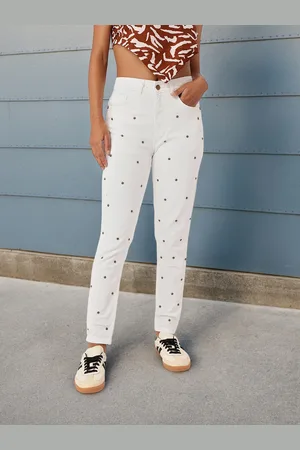 DressBerry Women Soft Edge Mom Fit Embellished Jeans