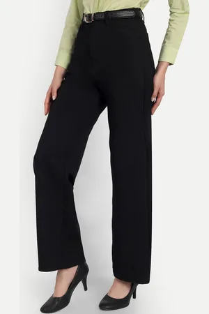 Broadstar Women Smart Loose Fit High-Rise Formal Trousers