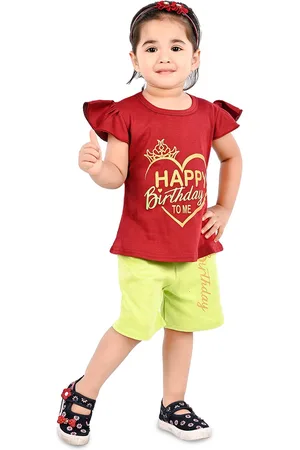 BAESD Girls Typographic Printed T-shirt with Shorts