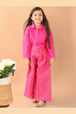 LilPicks Girls Shirt with Printed Palazzos