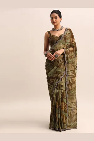 KALKI Fashion Women Floral Printed Beads and Stones Tissue Saree