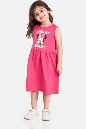 BONKIDS Girls Minnie Mouse Printed Cotton A Line Dress