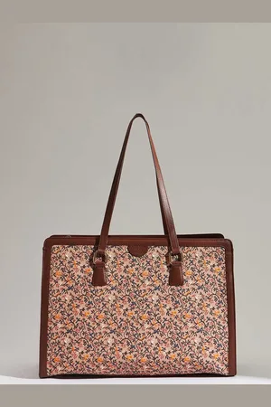 TEAL Women Oversized Structured Shoulder Bag with Cut Work