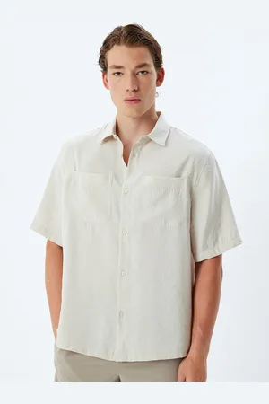Koton Men Spread Collar Solid Casual Shirt