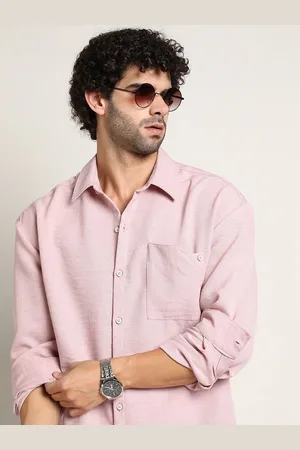 Campus Men Comfort Relaxed Fit Spread Collar Solid Cotton Casual Shirt