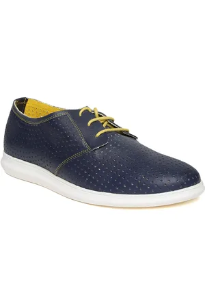 John Players Men Navy Cut-Out Leather Derbys