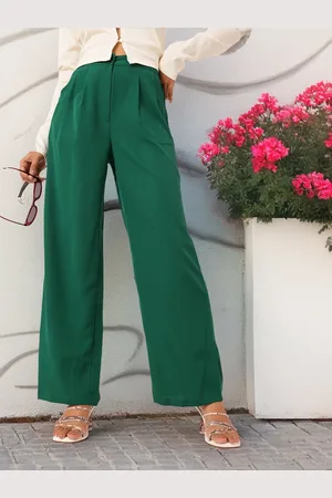 DressBerry Women Emerald Eleganza Straight Fit Trousers