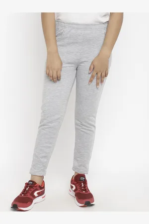 Chimprala Girls Grey Cotton Solid Track Pants