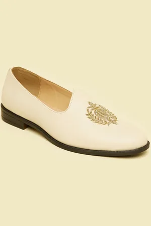 Manyavar Men Self Embroidered Loafers Style Shoes Mojaris