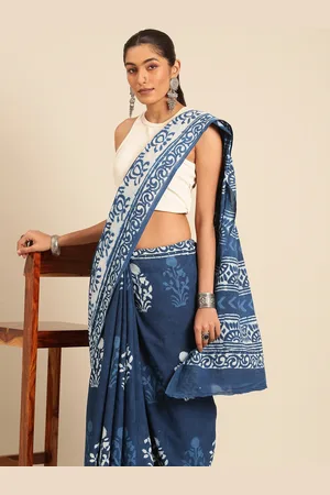 Taavi Ethnic Motifs Block Printed Pure Cotton Saree