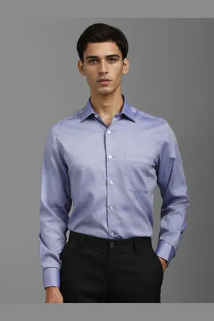 Louis Philippe Men Classic Spread Collar Solid Cotton Formal Shirt