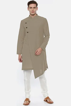 OOMPH Mandarin Collar Angrakha Straight Kurta