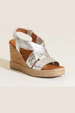 Peach Flores Women Leather Block Sandals with Buckles