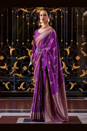 Satrani Ethnic Motifs Woven Design Zari Pure Silk Kanjeevaram Saree