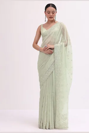 KALKI Fashion Embroidered Floral Organza Saree
