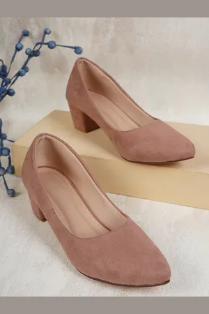 STYLE SHOES Pointed Toe Suede Work Block Pumps