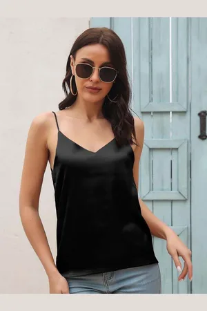 DressBerry Black Shoulder Straps Opaque Casual Top