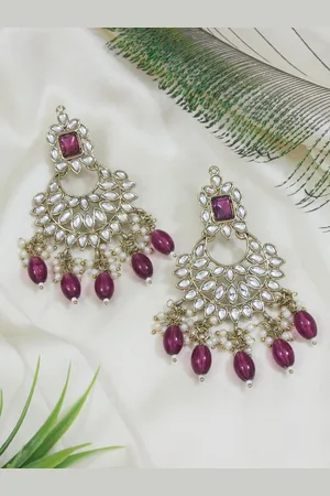 I Jewels Gold Plated Contemporary Chandbalis Earrings