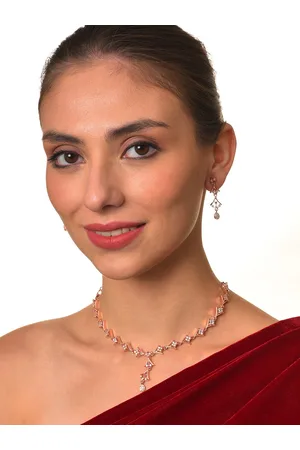 Anouk Rose Gold-Plated AD-Studded Jewellery Set