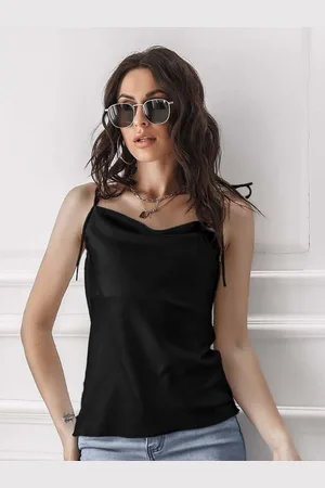 DressBerry Black Shoulder Straps Opaque Casual Top