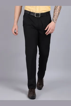 CANTABIL Men Black Cotton Formal Trousers
