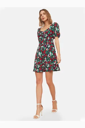 Trendyol Women Red & Green Floral Mini Dress