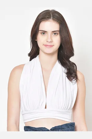 Cation White Shirt Style Crop Top
