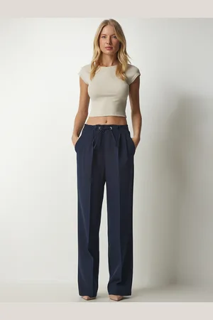 Happiness istanbul Women Mid-Rise Plain Parallel Trousers