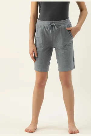 ENAMORA Women Solid Mid-Rise Relaxed Fit Cotton Lounge Shorts