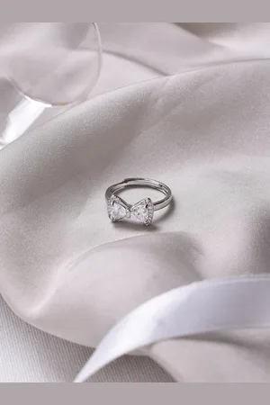 Joker & Witch Silver-Toned White Stone-Studded Adjustable Finger Ring