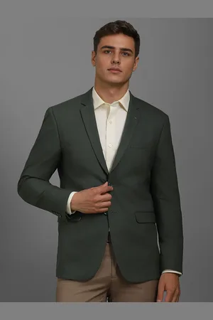 Louis Philippe Textured Slim Fit Notched Collar Single Breasted Formal Blazer