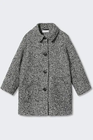 MANGO Girls Speckled Sustainable Longline Overcoat