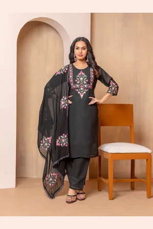 DIVASTRI Women Floral Embroidered Regular Thread Work Kurta with Trousers & With Dupatta