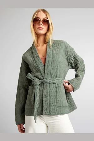 KIABI Women Striped Longline Open Front Jacket