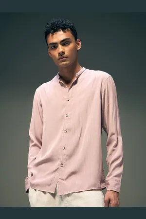 Flying Machine Men Mandarin Collar Textured Casual Shirt