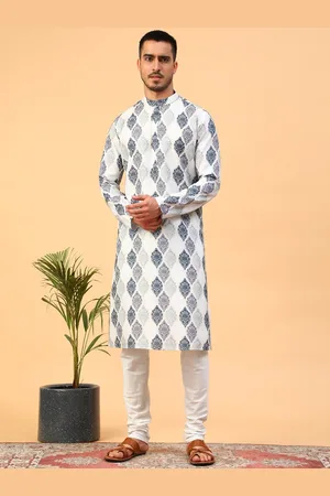 TABARD Ethnic Motifs Printed Mandarin Collar Pure Cotton Kurta With Churidar
