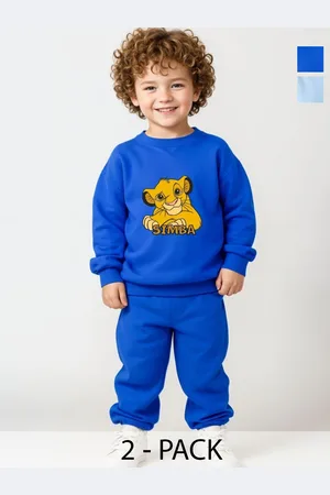 Minicult Kids Pack Of 2 Simba Graphic Printed Pure Cotton Sweatshirt With Pyjamas