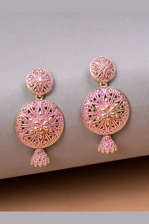 HOUSE OF ARLI Gold-Plated Circular Drop Earrings
