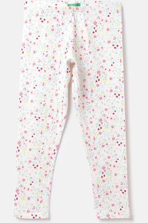 Benetton Girls Floral Printed Cotton Track Pants