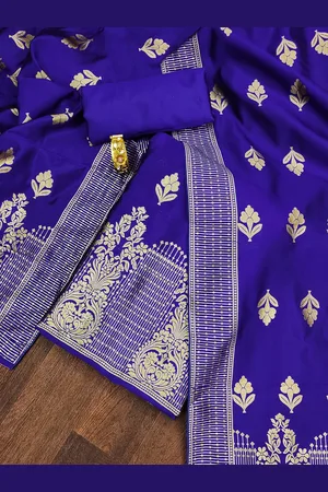 Ishin Unstitched Floral Woven Design Dress Material