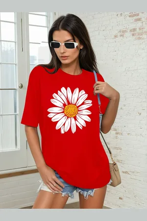 Corsica Women Floral Printed Round Neck Oversized T-shirt