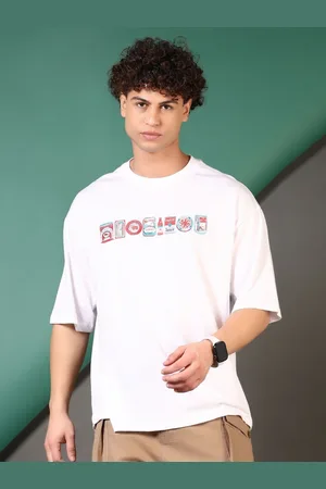 V-Mart Men Graphic Printed Round Neck Cotton Oversized T-shirt