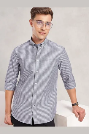Nautica Premium Slim Fit Pinstripes Striped Pure Cotton Casual Shirt