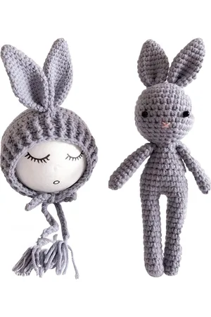 Babymoon Infants Crochet Woollen Beanie Cap with Rabbit Teddy
