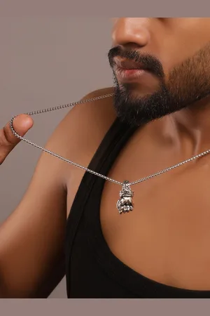 Roadster Silver-Plated Fist Hand Pendant & Chain