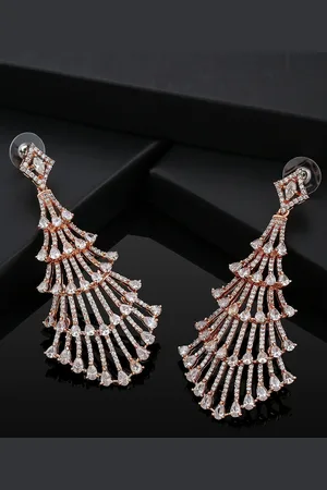 ESTELE Rose Gold Plated Teardrop Shaped Drop Earrings
