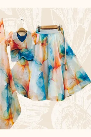 BAESD Girls Dyed Tie and Dye Ready to Wear Lehenga & Blouse With Dupatta