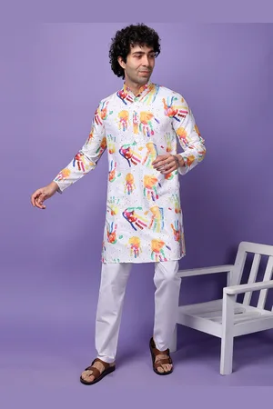Hangup Holi Printed Straight Kurta with Pyjamas