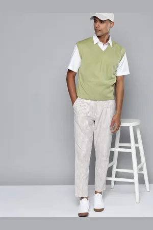 HARVARD Men Green Solid Sweater Vest
